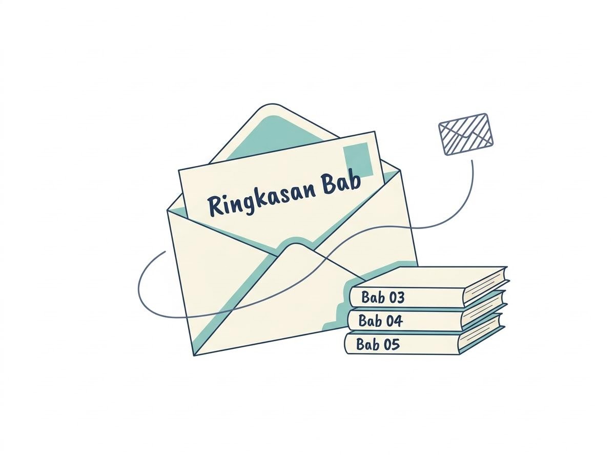 Ilustrasi map kuliah dan amplop sebagai simbol buletin mingguan Blog Belajar IDX